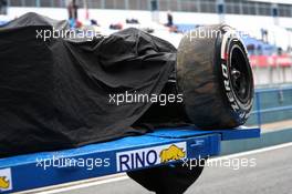 The McLaren MP4-29 of Kevin Magnussen (DEN) McLaren is recovered back to the pits on the back of a truck. 31.01.2014. Formula One Testing, Day Four, Jerez, Spain.