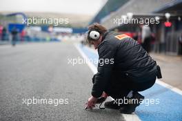 Pirelli tyre technician takes a track temperature reading. 31.01.2014. Formula One Testing, Day Four, Jerez, Spain.