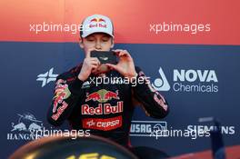 Daniil Kvyat (RUS) Scuderia Toro Rosso takes a photograph at the unveiling of the Scuderia Toro Rosso STR9. 27.01.2014. Formula One Testing, Preparations, Jerez, Spain.