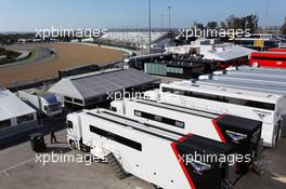 Marussia F1 Team trucks in the paddock. 27.01.2014. Formula One Testing, Preparations, Jerez, Spain.