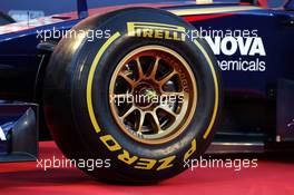 Pirelli tyre on the new Scuderia Toro Rosso STR9. 27.01.2014. Formula One Testing, Preparations, Jerez, Spain.