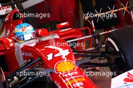 Fernando Alonso (ESP) Ferrari F14-T leaves the pits running sensor equipment. 30.01.2014. Formula One Testing, Day Three, Jerez, Spain.