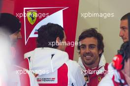 Fernando Alonso (ESP) Ferrari with Pedro De La Rosa (ESP) Ferrari Development Driver. 30.01.2014. Formula One Testing, Day Three, Jerez, Spain.