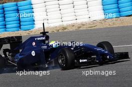 Felipe Massa (BRA) Williams FW36 locks up under braking. 30.01.2014. Formula One Testing, Day Three, Jerez, Spain.