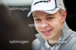 Kevin Magnussen (DEN) McLaren with the media. 30.01.2014. Formula One Testing, Day Three, Jerez, Spain.