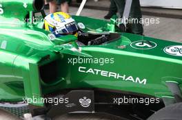 Marcus Ericsson (SWE) runs the Caterham CT05 for the first time - sidepod detail. 28.01.2014. Formula One Testing, Day One, Jerez, Spain.