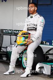 Lewis Hamilton (GBR) Mercedes AMG F1 at the unveiling of the new Mercedes AMG F1 W05. 28.01.2014. Formula One Testing, Day One, Jerez, Spain.