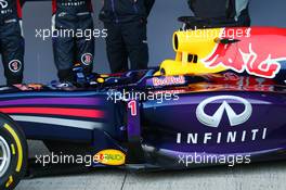 The new Red Bull Racing RB10 - sidepod and cockpit detail. 28.01.2014. Formula One Testing, Day One, Jerez, Spain.