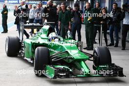 Marcus Ericsson (SWE) runs the Caterham CT05 for the first time. 28.01.2014. Formula One Testing, Day One, Jerez, Spain.