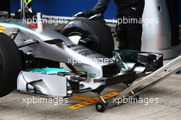 Lewis Hamilton (GBR) Mercedes AMG F1 W05 front wing. 28.01.2014. Formula One Testing, Day One, Jerez, Spain.