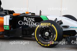 Sahara Force India F1 VJM07 launch - sidepod detail. 28.01.2014. Formula One Testing, Day One, Jerez, Spain.