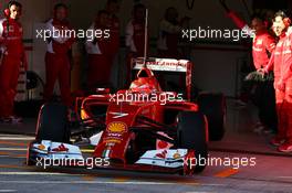 Kimi Raikkonen (FIN) Ferrari F14-T leaves the pits. 28.01.2014. Formula One Testing, Day One, Jerez, Spain.