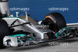 The unveiling of the new Mercedes AMG F1 W05 - front wing and nosecone detail. 28.01.2014. Formula One Testing, Day One, Jerez, Spain.