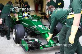 Marcus Ericsson (SWE) Caterham CT05 - front wing and nosecone detail. 28.01.2014. Formula One Testing, Day One, Jerez, Spain.