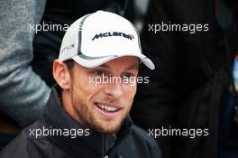 Jenson Button (GBR) McLaren with the media. 29.01.2014. Formula One Testing, Day Two, Jerez, Spain.