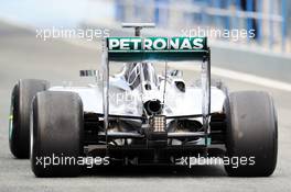 Nico Rosberg (GER) Mercedes AMG F1 W05 rear diffuser detail. 29.01.2014. Formula One Testing, Day Two, Jerez, Spain.