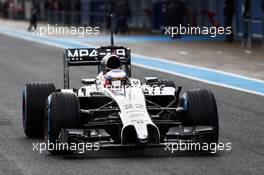 Jenson Button (GBR) McLaren MP4-29 - first lap. 29.01.2014. Formula One Testing, Day Two, Jerez, Spain.