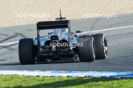Jenson Button (GBR) McLaren MP4-29 rear diffuser, rear wing and rear suspension block detail. 29.01.2014. Formula One Testing, Day Two, Jerez, Spain.