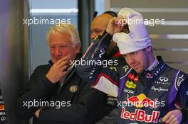 Sebastian Vettel (GER) Red Bull Racing with Charlie Whiting (GBR) FIA Delegate. 29.01.2014. Formula One Testing, Day Two, Jerez, Spain.