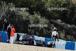 Esteban Gutierrez (MEX) Sauber C33 stopped in the gravel trap. 29.01.2014. Formula One Testing, Day Two, Jerez, Spain.