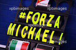 A Ferrari pit board showing support for Michael Schumacher (GER). 29.01.2014. Formula One Testing, Day Two, Jerez, Spain.