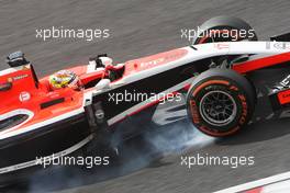 Jules Bianchi (FRA) Marussia F1 Team MR03 locks up under braking. 03.10.2014. Formula 1 World Championship, Rd 15, Japanese Grand Prix, Suzuka, Japan, Practice Day.