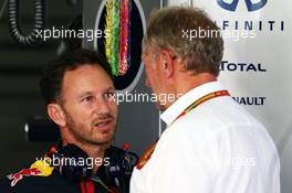 (L to R): Christian Horner (GBR) Red Bull Racing Team Principal with Dr Helmut Marko (AUT) Red Bull Motorsport Consultant. 03.10.2014. Formula 1 World Championship, Rd 15, Japanese Grand Prix, Suzuka, Japan, Practice Day.
