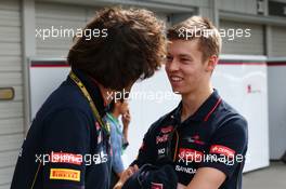 Daniil Kvyat (RUS) Scuderia Toro Rosso with Marco Matassa (ITA) Scuderia Toro Rosso Race Engineer. 04.10.2014. Formula 1 World Championship, Rd 15, Japanese Grand Prix, Suzuka, Japan, Qualifying Day.