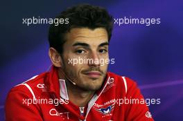 Jules Bianchi (FRA) Marussia F1 Team in the FIA Press Conference. 02.10.2014. Formula 1 World Championship, Rd 15, Japanese Grand Prix, Suzuka, Japan, Preparation Day.