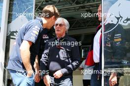 Bernie Ecclestone (GBR) with Sebastian Vettel (GER) Red Bull Racing and Dr Helmut Marko (AUT) Red Bull Motorsport Consultant (Right). 23.05.2014. Formula 1 World Championship, Rd 6, Monaco Grand Prix, Monte Carlo, Monaco, Friday.