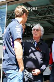 (L to R): Sebastian Vettel (GER) Red Bull Racing with Bernie Ecclestone (GBR). 23.05.2014. Formula 1 World Championship, Rd 6, Monaco Grand Prix, Monte Carlo, Monaco, Friday.