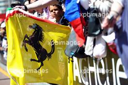 A Ferrari flag held by fans in the pit lane. 23.05.2014. Formula 1 World Championship, Rd 6, Monaco Grand Prix, Monte Carlo, Monaco, Friday.