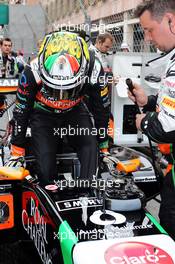 Sergio Perez (MEX) Sahara Force India F1 VJM07 on the grid. 25.05.2014. Formula 1 World Championship, Rd 6, Monaco Grand Prix, Monte Carlo, Monaco, Race Day.