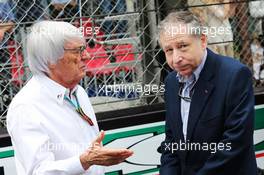 (L to R): Bernie Ecclestone (GBR) with Jean Todt (FRA) FIA President on the grid. 25.05.2014. Formula 1 World Championship, Rd 6, Monaco Grand Prix, Monte Carlo, Monaco, Race Day.