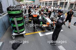 Nico Hulkenberg (GER) Sahara Force India F1 VJM07 on the grid. 25.05.2014. Formula 1 World Championship, Rd 6, Monaco Grand Prix, Monte Carlo, Monaco, Race Day.