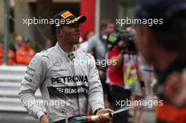 Second placed Lewis Hamilton (GBR) Mercedes AMG F1 celebrates at the podium. 25.05.2014. Formula 1 World Championship, Rd 6, Monaco Grand Prix, Monte Carlo, Monaco, Race Day.