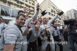 The Mercedes AMG F1 celebrate a 1-2 finish at the podium. 25.05.2014. Formula 1 World Championship, Rd 6, Monaco Grand Prix, Monte Carlo, Monaco, Race Day.