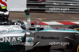 Race winner Nico Rosberg (GER) Mercedes AMG F1 W05 celebrates at the end of the race. 25.05.2014. Formula 1 World Championship, Rd 6, Monaco Grand Prix, Monte Carlo, Monaco, Race Day.