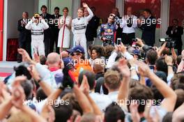 The podium (L to R): Nico Rosberg (GER) Mercedes AMG F1, second; Lewis Hamilton (GBR) Mercedes AMG F1, race winner; Daniel Ricciardo (AUS) Red Bull Racing, third. 25.05.2014. Formula 1 World Championship, Rd 6, Monaco Grand Prix, Monte Carlo, Monaco, Race Day.