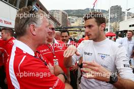 Jules Bianchi (FRA) Marussia F1 Team celebrates his and the team's first F1 points with  Andy Webb (GBR) Marussia F1 Team CEO and Andrei Cheglakov (RUS) Marussia Team Owner. 25.05.2014. Formula 1 World Championship, Rd 6, Monaco Grand Prix, Monte Carlo, Monaco, Race Day.