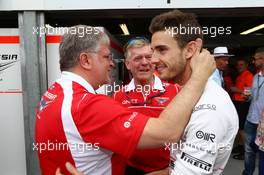 Jules Bianchi (FRA) Marussia F1 Team celebrates his and the team's first F1 points with Andrei Cheglakov (RUS) Marussia Team Owner. 25.05.2014. Formula 1 World Championship, Rd 6, Monaco Grand Prix, Monte Carlo, Monaco, Race Day.