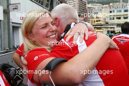 John Booth (GBR) Marussia F1 Team Team Principal and daughter Laura Booth (GBR) Marussia F1 Team celebrate Jules Bianchi (FRA) scoring the team's first F1 points. 25.05.2014. Formula 1 World Championship, Rd 6, Monaco Grand Prix, Monte Carlo, Monaco, Race Day.
