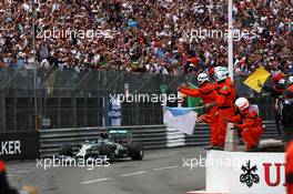 Race winner Nico Rosberg (GER) Mercedes AMG F1 W05 celebrates at the end of the race. 25.05.2014. Formula 1 World Championship, Rd 6, Monaco Grand Prix, Monte Carlo, Monaco, Race Day.