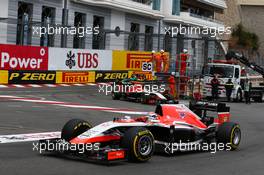 Jules Bianchi (FRA) Marussia F1 Team MR03 leads team mate Max Chilton (GBR) Marussia F1 Team MR03. 25.05.2014. Formula 1 World Championship, Rd 6, Monaco Grand Prix, Monte Carlo, Monaco, Race Day.