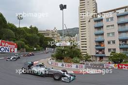 Nico Rosberg (GER) Mercedes AMG F1 W05 leads at the start of the race. 25.05.2014. Formula 1 World Championship, Rd 6, Monaco Grand Prix, Monte Carlo, Monaco, Race Day.