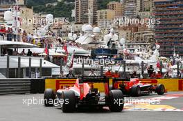 Jules Bianchi (FRA) Marussia F1 Team MR03 leads team mate Max Chilton (GBR) Marussia F1 Team MR03. 25.05.2014. Formula 1 World Championship, Rd 6, Monaco Grand Prix, Monte Carlo, Monaco, Race Day.