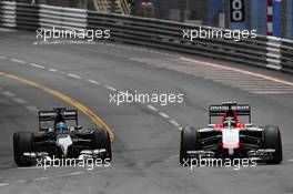 (L to R): Adrian Sutil (GER) Sauber C33 and Max Chilton (GBR) Marussia F1 Team MR03 battle for position. 25.05.2014. Formula 1 World Championship, Rd 6, Monaco Grand Prix, Monte Carlo, Monaco, Race Day.