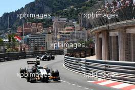 Sergio Perez (MEX) Sahara Force India F1 VJM07 leads Esteban Gutierrez (MEX) Sauber C33. 24.05.2014. Formula 1 World Championship, Rd 6, Monaco Grand Prix, Monte Carlo, Monaco, Qualifying Day