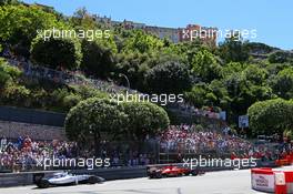 Kimi Raikkonen (FIN) Ferrari F14-T leads Valtteri Bottas (FIN) Williams FW36. 24.05.2014. Formula 1 World Championship, Rd 6, Monaco Grand Prix, Monte Carlo, Monaco, Qualifying Day