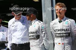 (L to R): Dr. Dieter Zetsche (GER) Daimler AG CEO with Lewis Hamilton (GBR) Mercedes AMG F1 and Nico Rosberg (GER) Mercedes AMG F1. 24.05.2014. Formula 1 World Championship, Rd 6, Monaco Grand Prix, Monte Carlo, Monaco, Qualifying Day